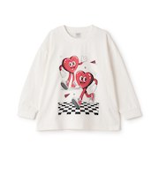 【USAコットン】ハートキャラモチーフワイドロンT