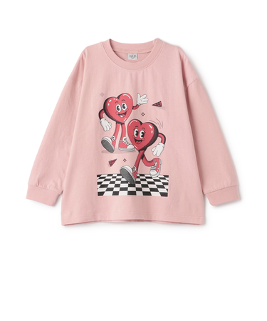 【USAコットン】ハートキャラモチーフワイドロンT