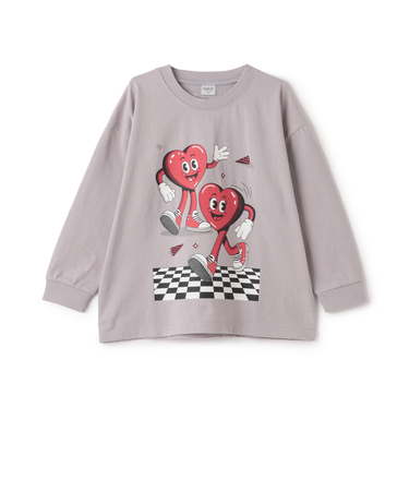 【USAコットン】ハートキャラモチーフワイドロンT