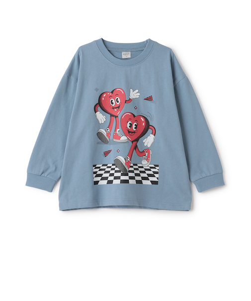 【USAコットン】ハートキャラモチーフワイドロンT