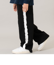 サイドフリル裏毛ワイドパンツ　