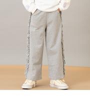 サイドフリル裏毛ワイドパンツ