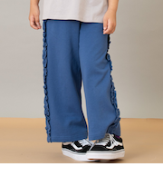 サイドフリル裏毛ワイドパンツ