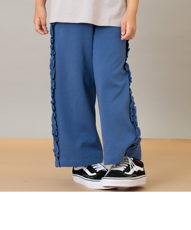 サイドフリル裏毛ワイドパンツ