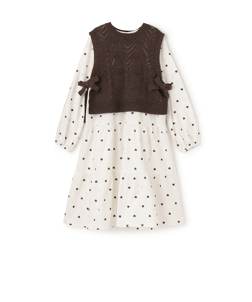 【リンク】ベストつきティアードワンピース(ジュニアサイズ)