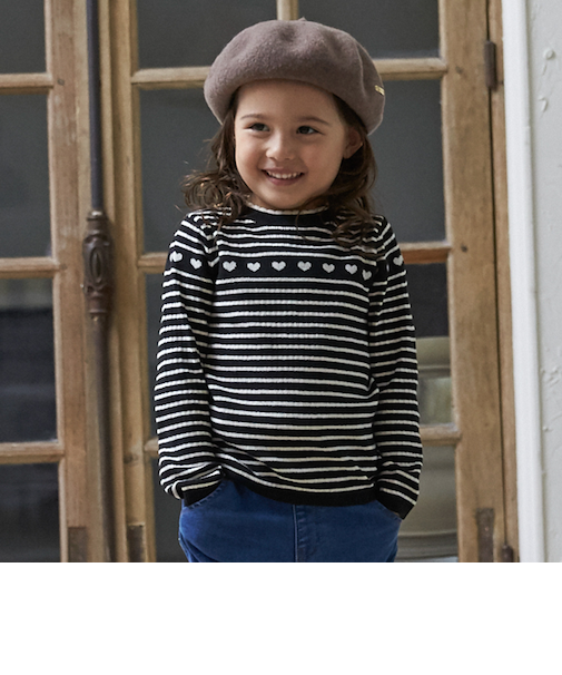 【フワもちっと】ハートリブニット