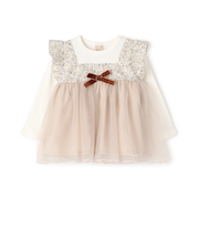 お花チュールドッキング長袖T