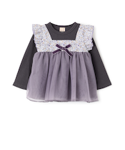 お花チュールドッキング長袖T