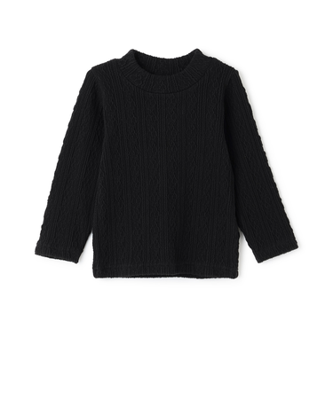 【シアバター】ジャガードハイネック長袖T