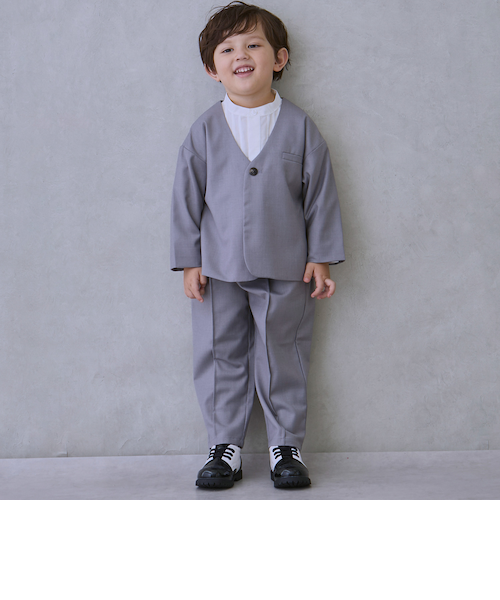 セミフォーマル】ノーカラーJK+ロングパンツセットアップ