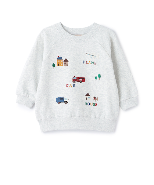 働く車刺しゅうトレーナー