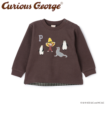 【おさるのジョージ】接結アップリケ長袖Tシャツ