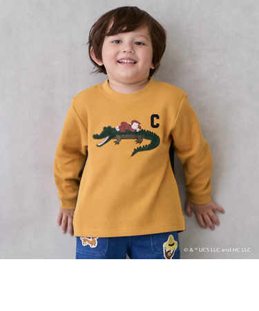 【おさるのジョージ】接結アップリケ長袖Tシャツ