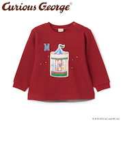 【おさるのジョージ】接結アップリケ長袖Tシャツ