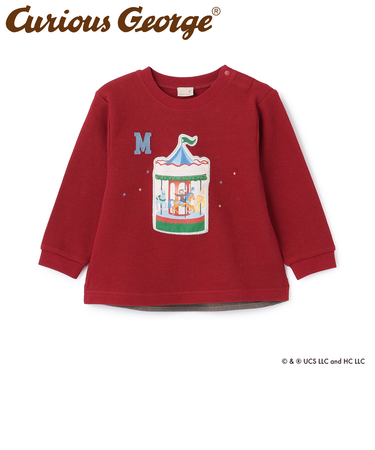 【おさるのジョージ】接結アップリケ長袖Tシャツ