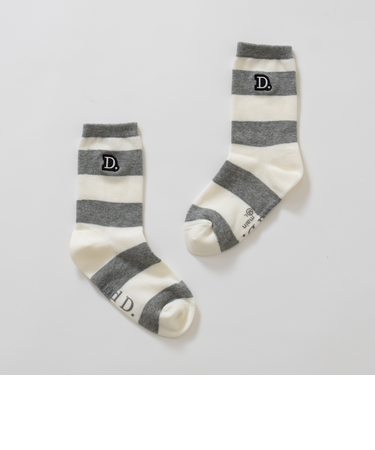 【365D.】ワイドボーダソックス/靴下/刺繍