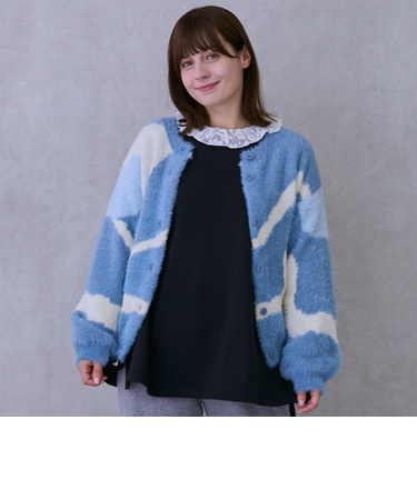 【リンク】シャギーニット柄カーディガン