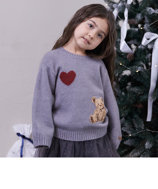 【フワもちっと】くまニットプルオーバー