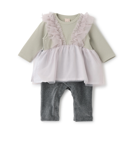 チュールフリルカバーオール