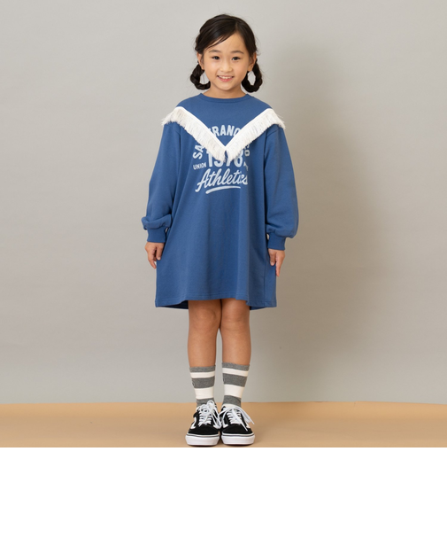 フリンジ付きプリントワンピース