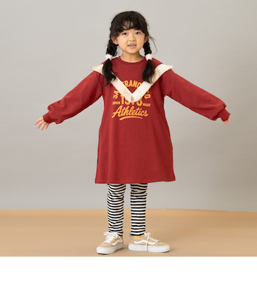 フリンジ付きプリントワンピース