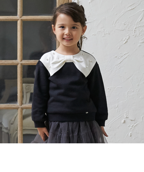 【裏起毛/リンク】リボン衿トレーナー