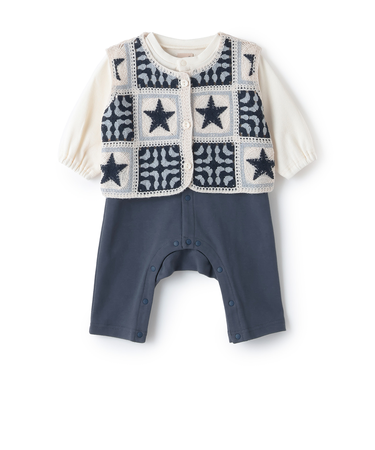 クロシェベストつきカバーオール