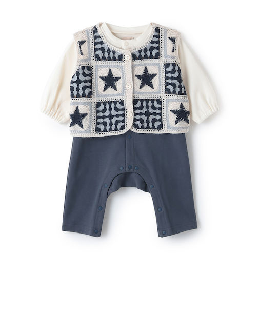 クロシェベストつきカバーオール