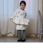 【フワもちっと/リンク】お花パールニットスカート＜セットアップ対応＞