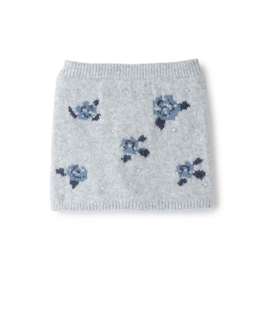 【フワもちっと/リンク】お花パールニットスカート<セットアップ対応>