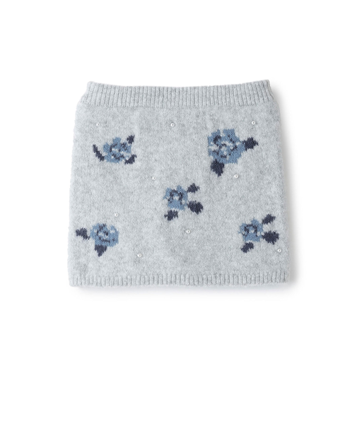 【フワもちっと/リンク】お花パールニットスカート<セットアップ対応>