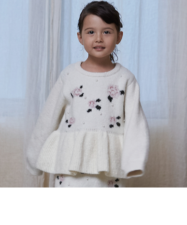 【フワもちっと/リンク】お花パールニット<セットアップ対応>