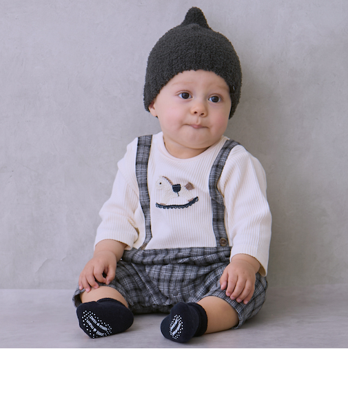 サス付きモチーフカバーオール