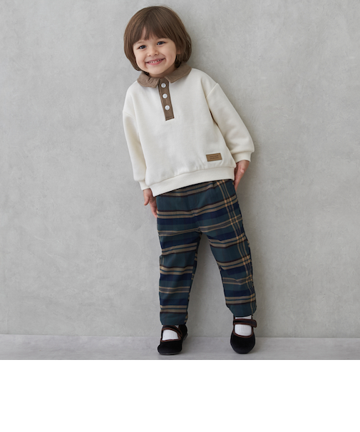 チェックのびのび起毛ストレッチパンツ