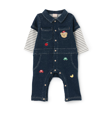 総刺しゅう衿つきカバーオール