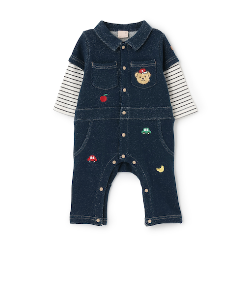 総刺しゅう衿つきカバーオール