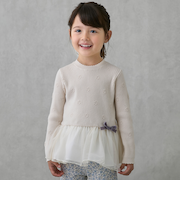 【フワもちっと】ニットペプラムチュールチュニック