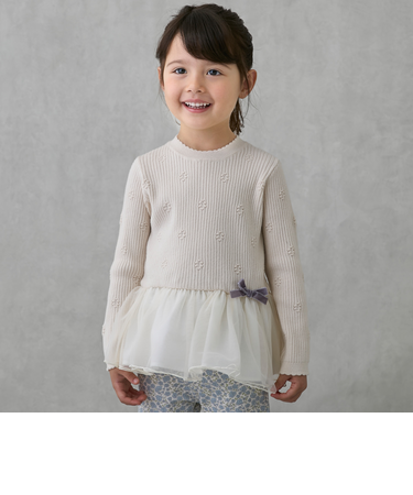 【フワもちっと】ニットペプラムチュールチュニック