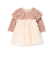 パフ袖シフォンワンピース