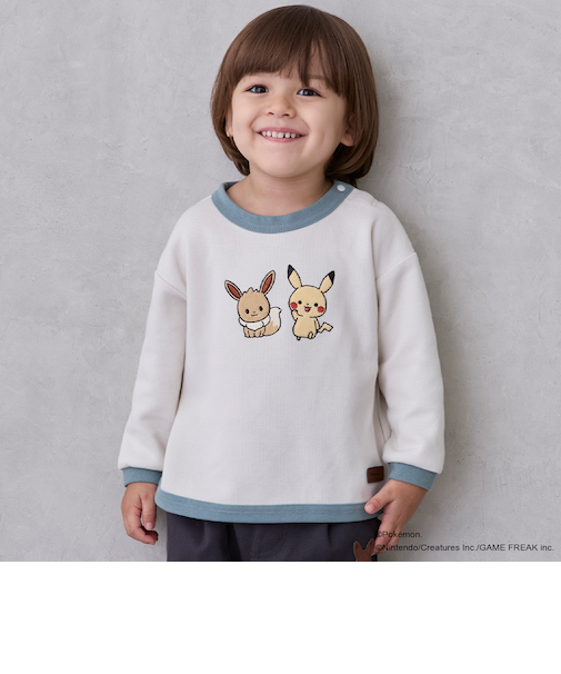 【モンポケ】接結アップリケ長袖T