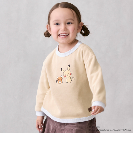 【モンポケ】接結アップリケ長袖T