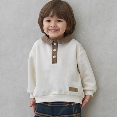 衿つき配色裏起毛トレーナー