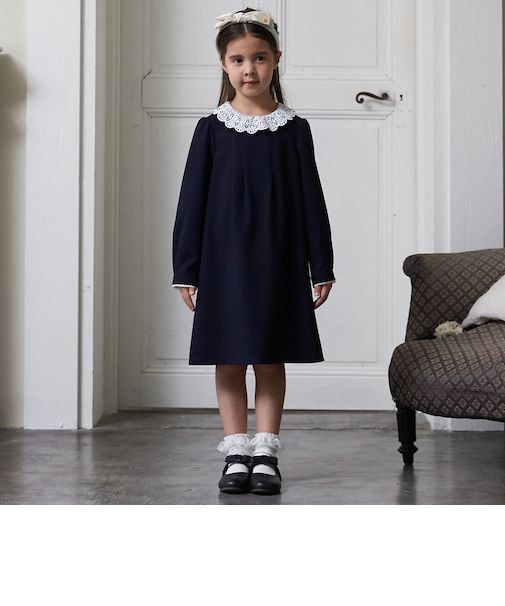 【セミフォーマル】レース衿ワンピース