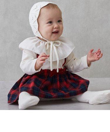 フリル衿つきチェックOPロンパース