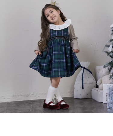 チェックドッキングワンピース