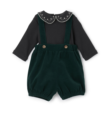 衿刺しゅうサロペットセット