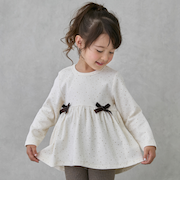 裏起毛カットリボンチュニック