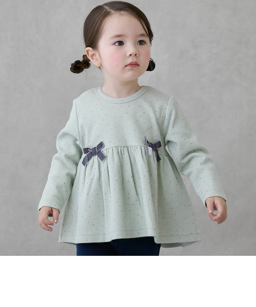 裏起毛カットリボンチュニック