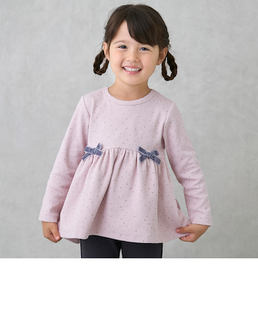 裏起毛カットリボンチュニック