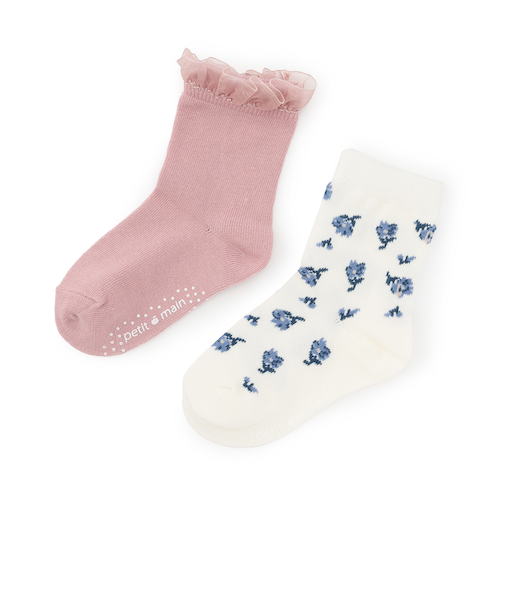 花柄クルーソックス2P